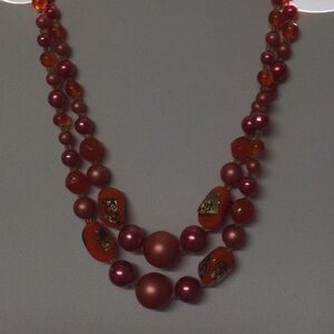 Elegant Red & Orange Beaded Necklace